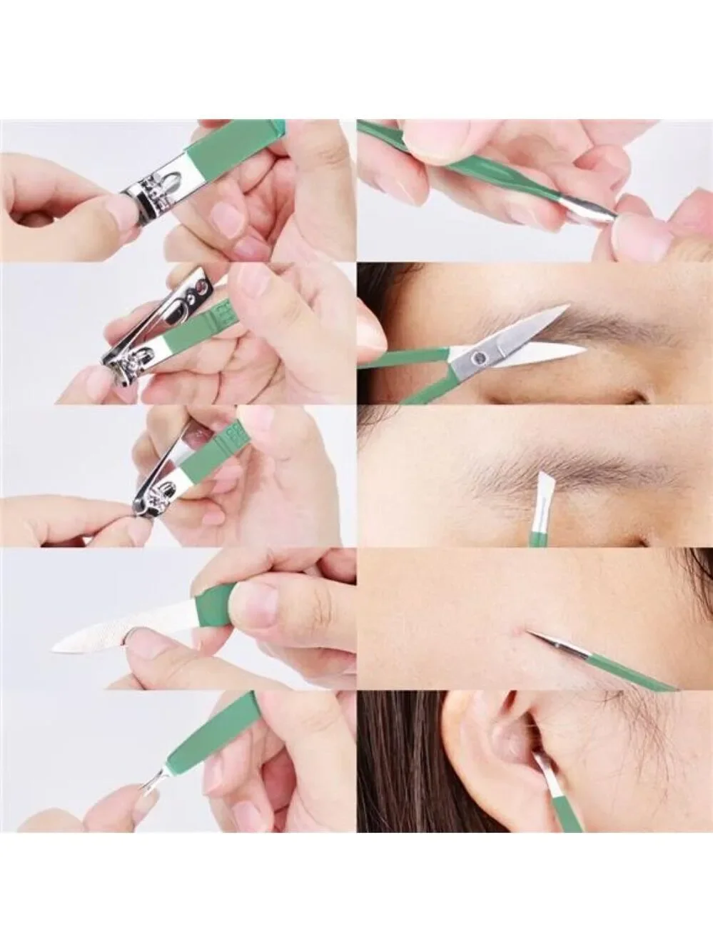 Jade Green Manicure Pedicure Set Stainless Steel Nail Clippers Travel Kit